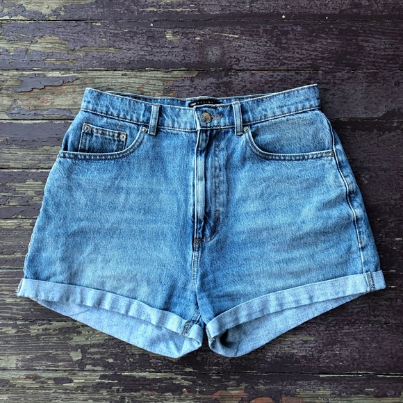ASOS Denim Comfort Mom Shorts Midwash Blue Rolled Hem 100% Cotton Size 6 - Picture 6 of 8
